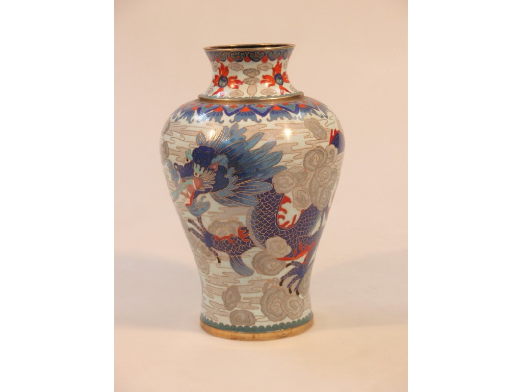 Appraisal: A Chinese cloisonne baluster vase enamelled with a celestial dragon