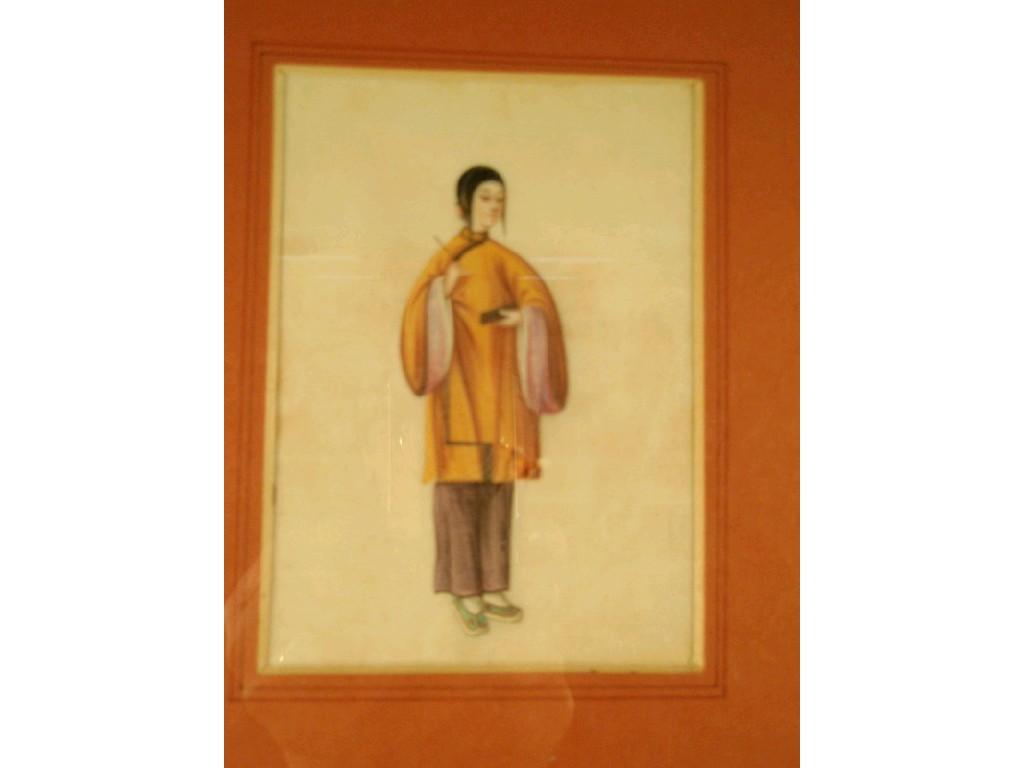 Appraisal: thC Chinese School Four pith paper watercolours depicting figures with