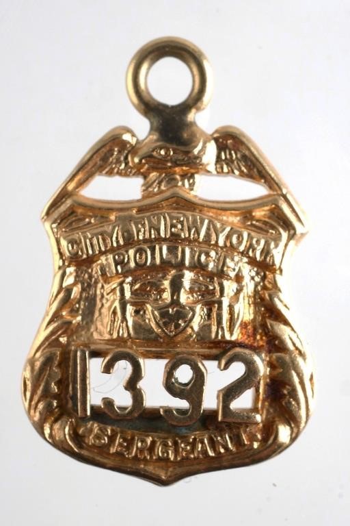 Appraisal: k gold fob or pendant New York City Police sergeant