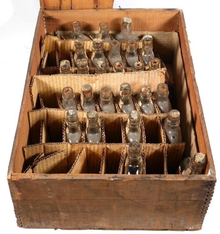 Appraisal: Dated Louisville-based Hermann Brothers bourbon wood crate with flask bottles