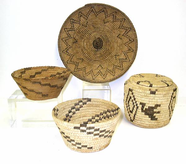 Appraisal: Four Southwest baskets Apache Pima and two Papago examples diameter