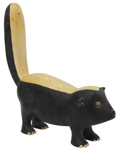 Appraisal: Carved and painted wood animal figure Zorrillo Skunk signed at