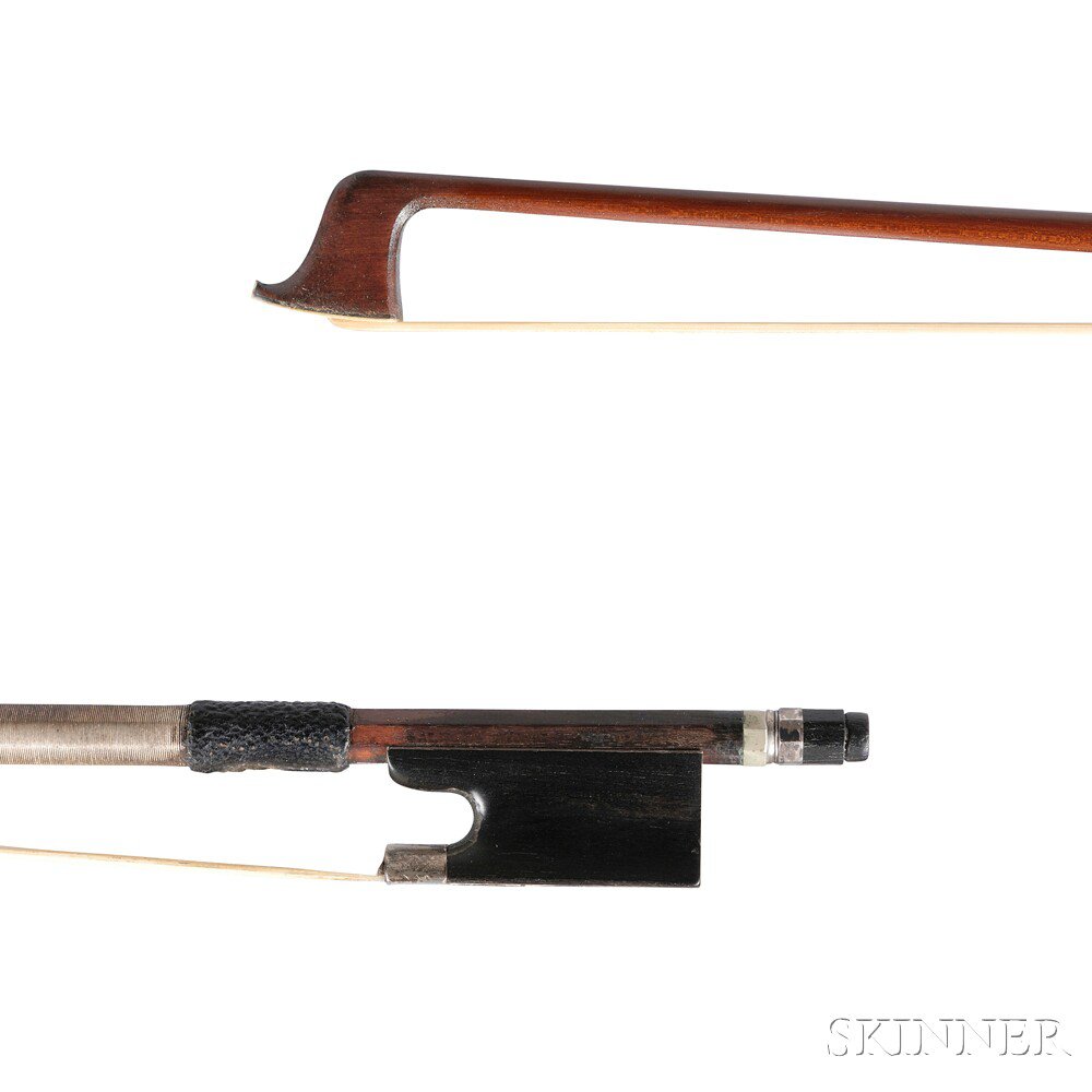 Appraisal: German Silver-mounted Violin Bow the round stick stamped ALBERT NURNBERGER