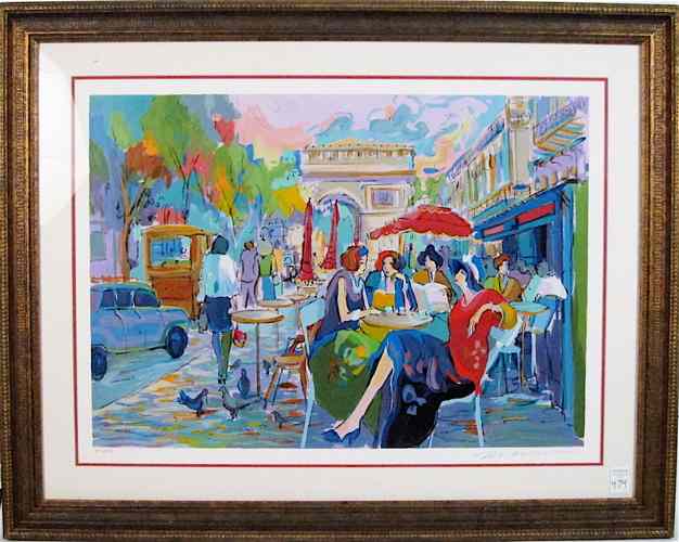 Appraisal: ISAAC MAIMON SERIGRAPH Israeli born Paris street cafe Image measures