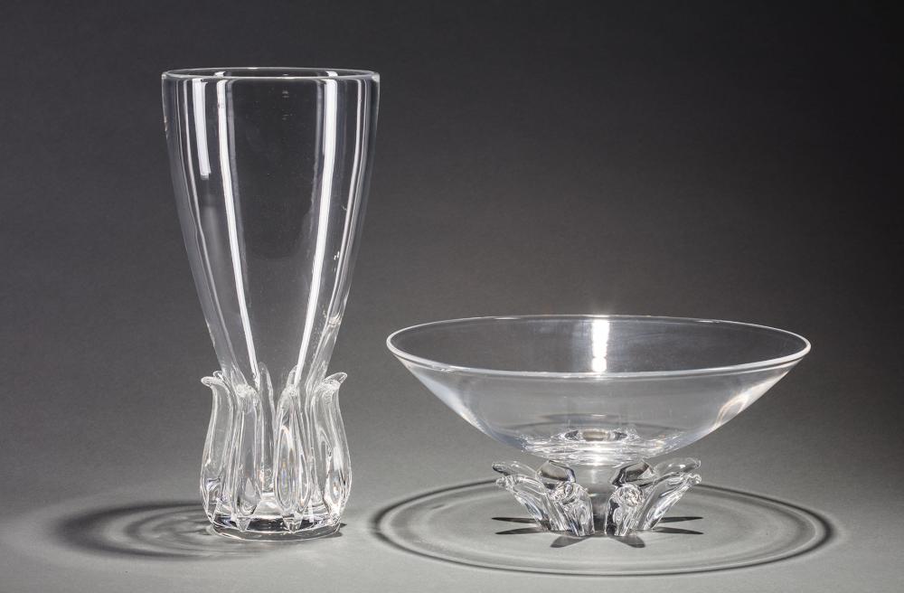 Appraisal: Steuben Glass Peony Bowl and a Corolla Vase taller h