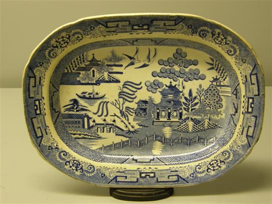 Appraisal: th century 'Staffordshire Stone China' blue and white meat dish