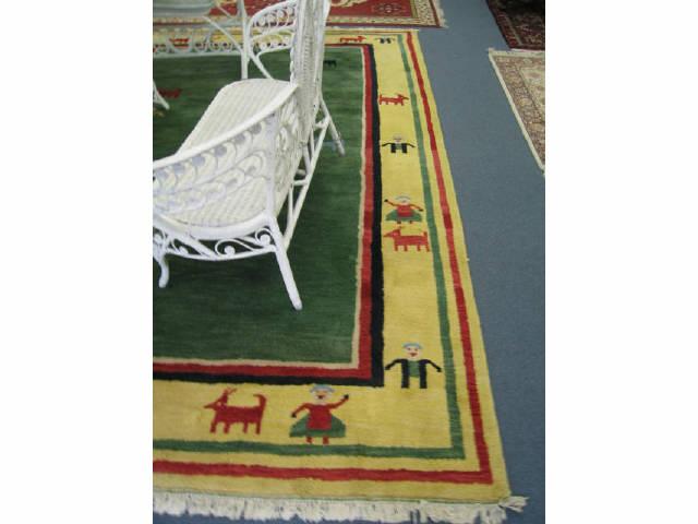 Appraisal: Handmade Wool Rug Indian style figures animals ' x '