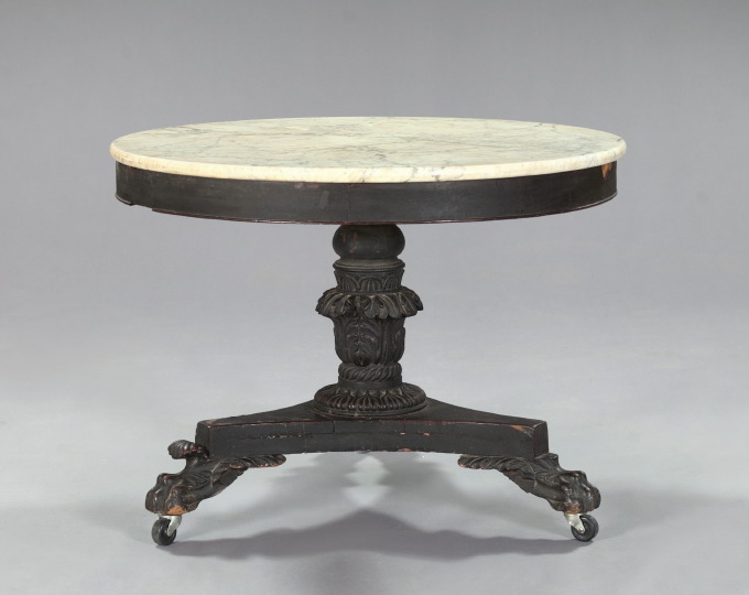 Appraisal: American Late Classical Mahogany and Marble-Top Center Table Philadelphia second