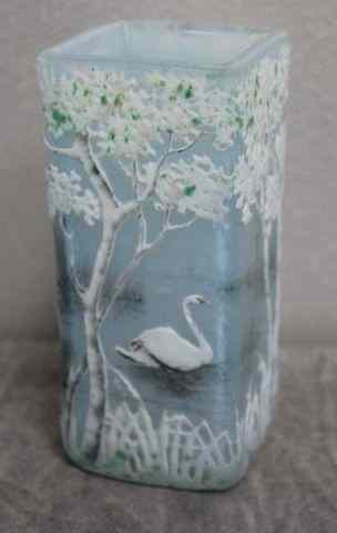 Appraisal: Daum Nancy French Cameo Cabinet Vase Depicting a lake scene