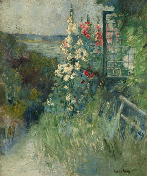 Appraisal: BETTS LOUIS L American - Hollyhock Garden oil on canvas