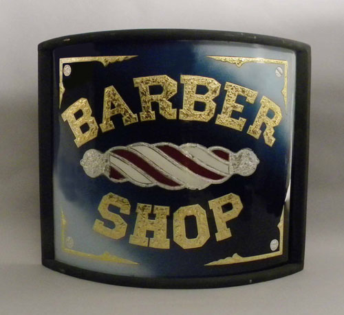 Appraisal: Foil and reverse painted Barber Shop sign h w