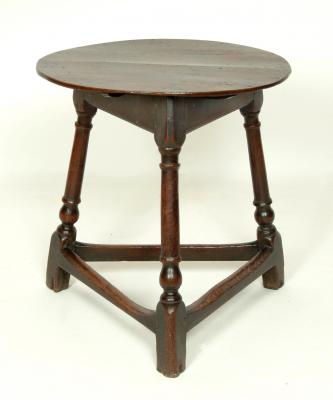 Appraisal: AN OAK CRICKET TABLE the plank top and moulded edged