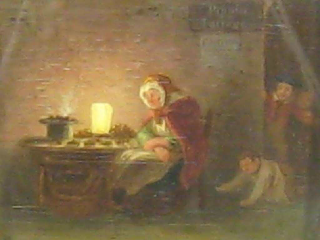 Appraisal: J H PULLER Elderly woman sat at candlelit table children