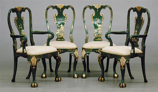 Appraisal: Queen Anne style chinoiserie chairs set of ten comprised of