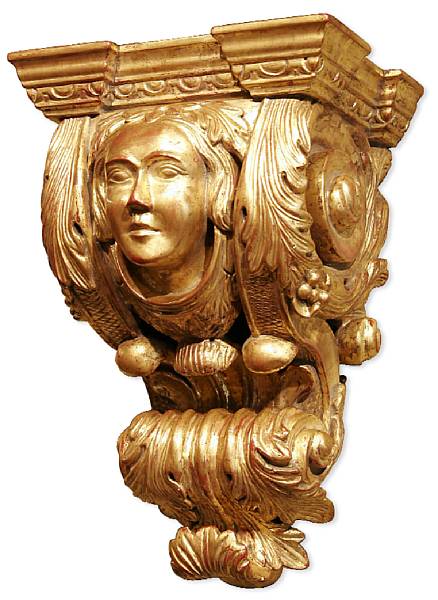 Appraisal: A George II style giltwood wall bracket The acanthus scroll