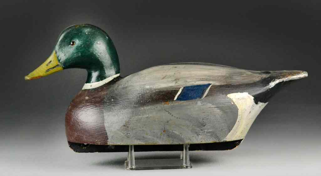 Appraisal: Mallard Drake Duck Decoy - William GoenneWooden decoy with glass