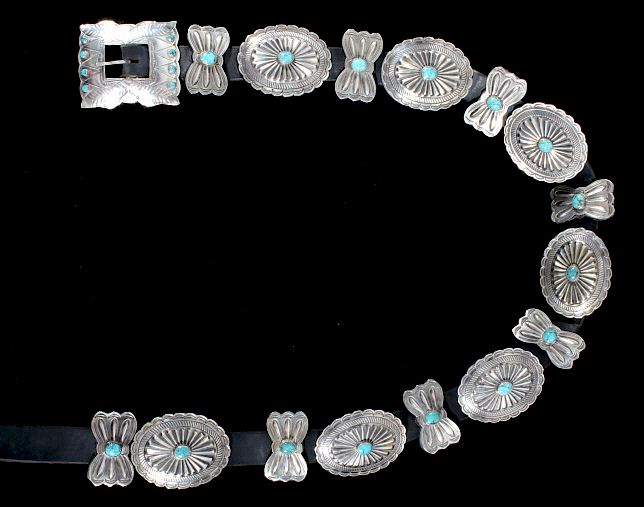 Appraisal: Buffalo Dancer Sterling Silver Concho Belt Signed This is an