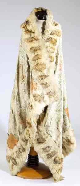 Appraisal: Chinese Fur Trimmed Silk Wrap th century of pieced brocaded