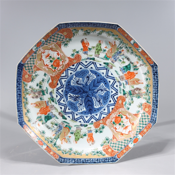 Appraisal: Chinese famille verte enameled porcelain octagonal charger with gilt detail