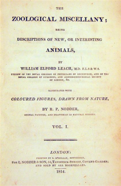 Appraisal: vol Nodder R P Leach William E The Zoological Miscellany