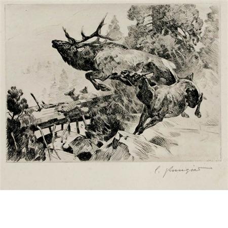 Appraisal: Carl Rungius STAMPEDE Etching and drypoint Estimate -