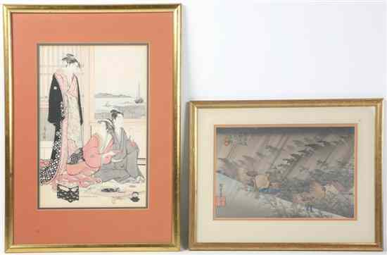 Appraisal: A Group of Two Japanese Woodblock Prints comprising one example