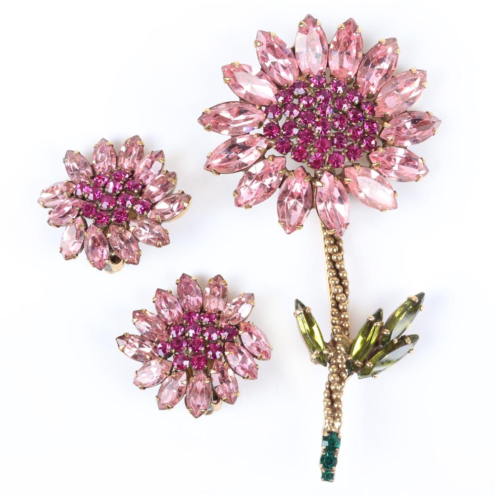 Appraisal: ALBERT WEISS LONG STEMMED BEAUTIES HUGE H JEWELED FLOWER BROOCH