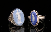 Appraisal: Two Wedgwood Blue Jasper Silver Rings ca late 's Comprised