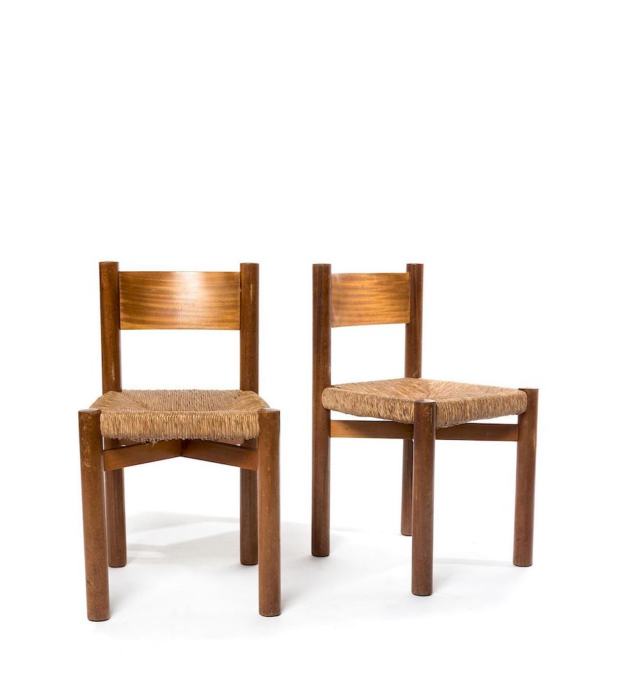 Appraisal: Charlotte Perriand French - Pair of Meribel Chairs Charlotte Perriand