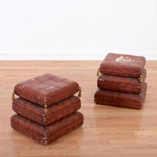 Appraisal: Pair Italian red lacquer stacked pillow stools th c h