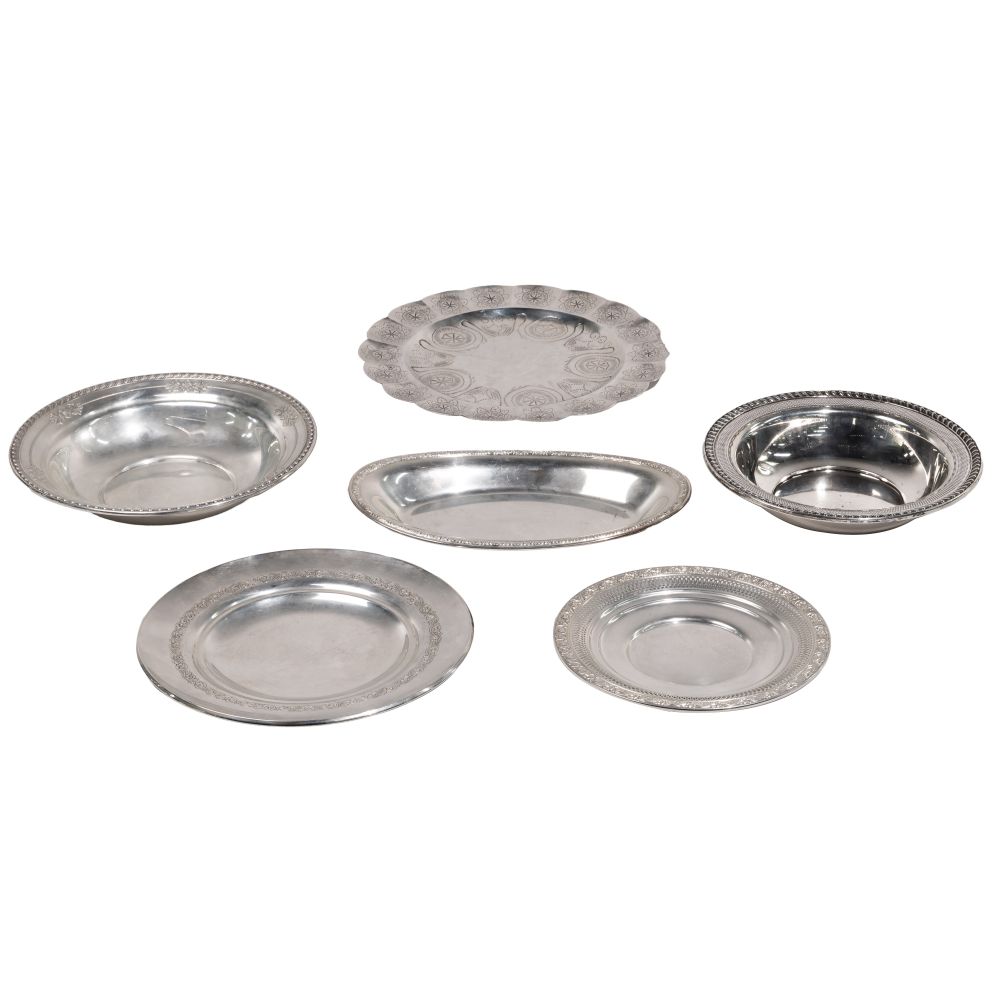 Appraisal: STERLING SILVER HOLLOWWARE ASSORTMENT items including plates trays and bowls