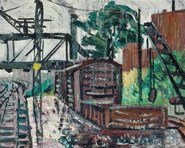 Appraisal: RICHARD HAYLEY LEVER American - Railroad Yard oil on board