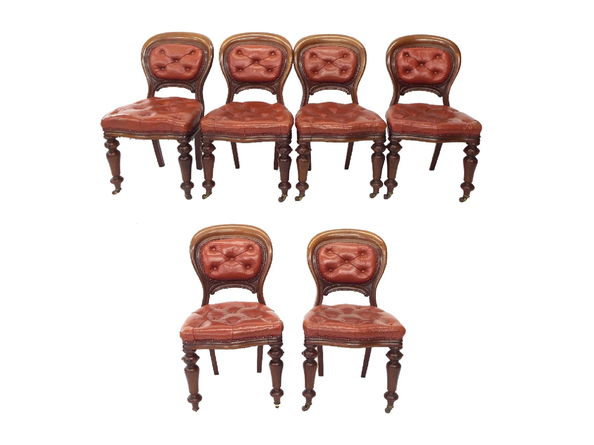 Appraisal: Good quality set of six Victorian mahogany and oxblood leather