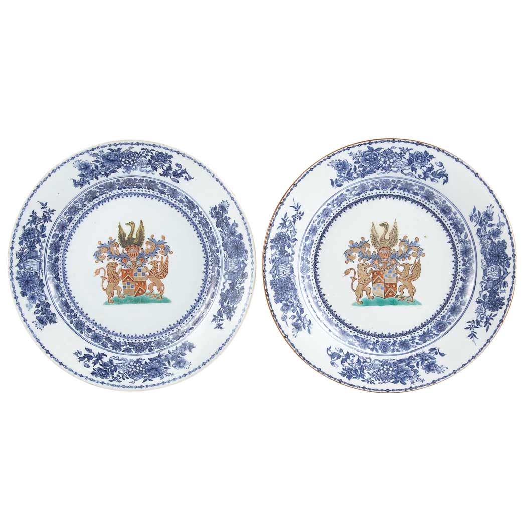 Appraisal: Two Chinese Export Armorial Porcelain Dishes Circa Each centering the