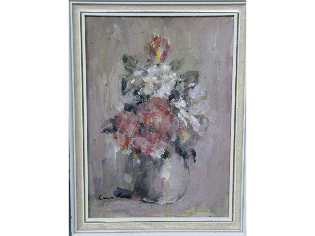 Appraisal: LENA ROBB Oil on board still life signed