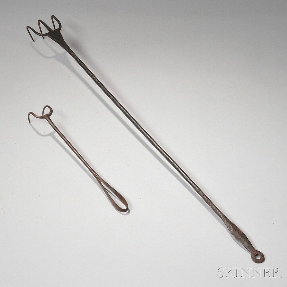 Appraisal: Wrought Iron Potato Rake and Hearth Fork America late th