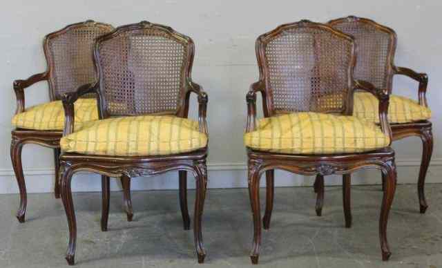 Appraisal: Louis XV Style Caned Armchairs Nice quality reproductions with a