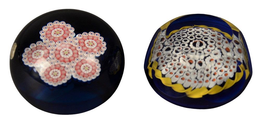 Appraisal: Two Saint Louis Millefiori Glass Paperweights to include one with