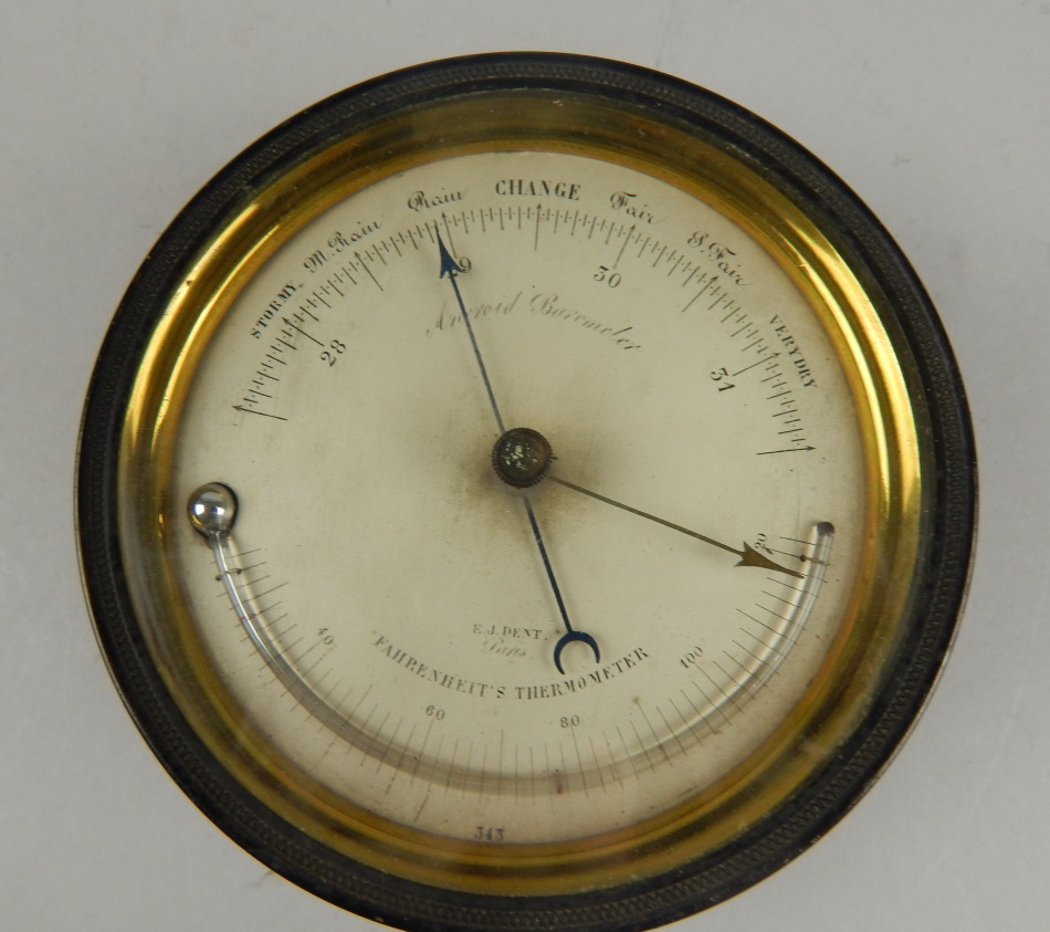 Appraisal: An E J Dent Paris fahrenheit aneroid barometer in a