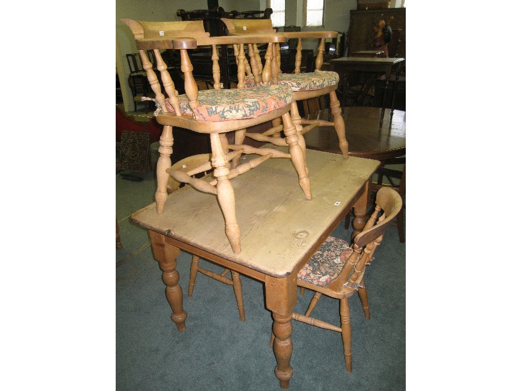 Appraisal: Pine kitchen table and four chairs