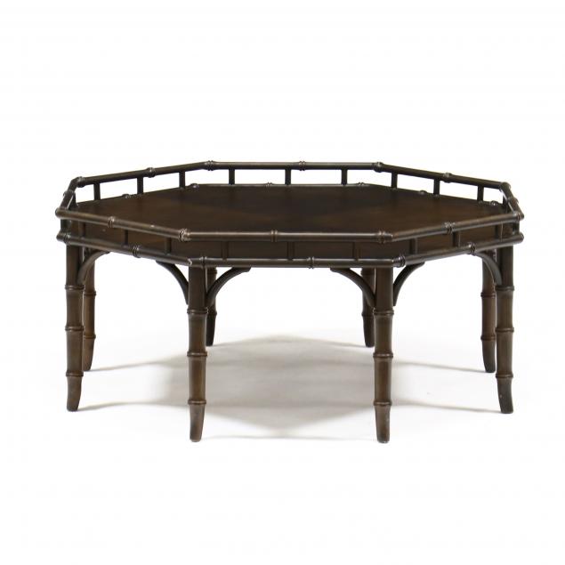 Appraisal: JOHN WIDDICOMB FAUX BAMBOO COFFEE TABLE Late th century walnut