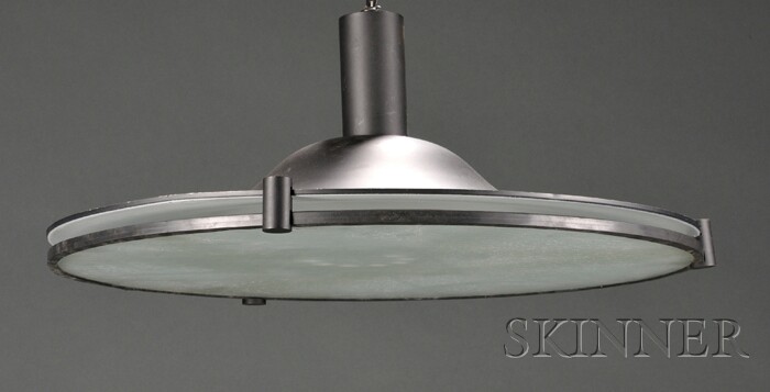 Appraisal: Modern Ceiling Light Fixture Patinated metal and glass imbedded with