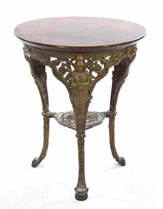 Appraisal: A Victorian Cast Iron Center Table the later circular wood