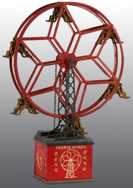 Appraisal: Cast Iron Cast Iron Ferris Wheel Bank Description Circa s