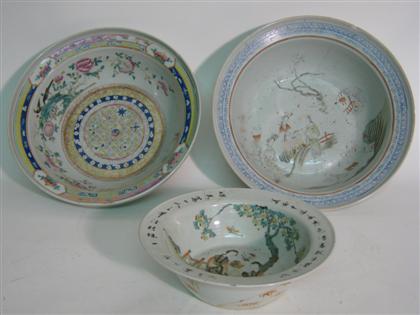 Appraisal: Two Chinese famille rose basins late Qing dynasty Everted rims