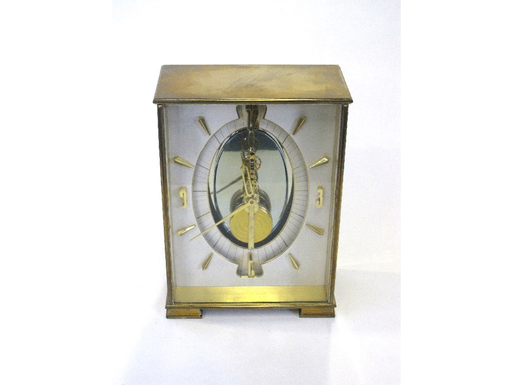 Appraisal: Jaeger le Coultre mantel clock with rectangular brass case and