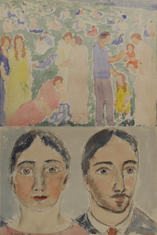 Appraisal: ABRAHAM WALKOWITZ American - TWO HEADS and FRIEZE OF FIGURES