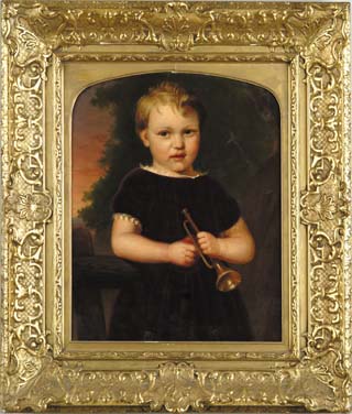 Appraisal: JOSEPH VAN LIL Dutch th Century BOY WITH HORN Charming