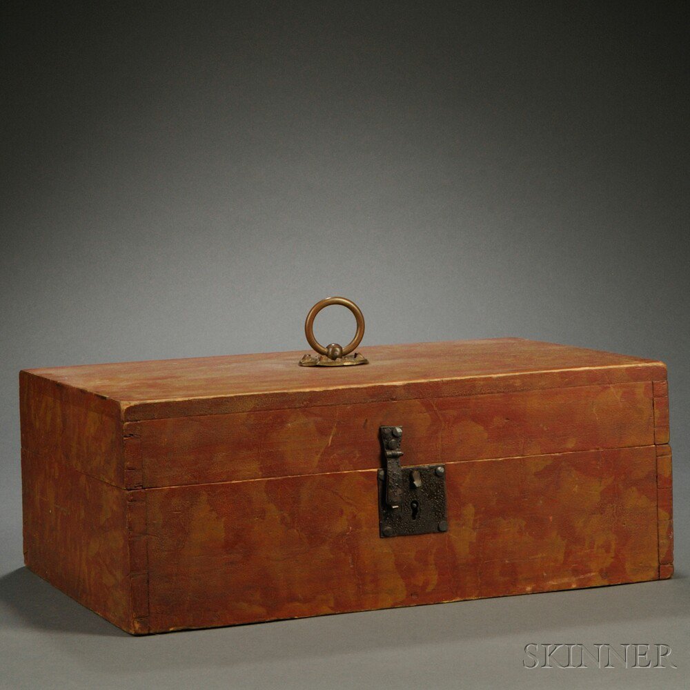 Appraisal: Putty-painted Document Box America th century dovetail-constructed rectangular box with