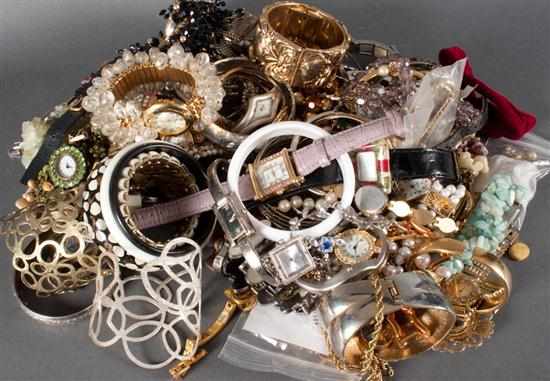 Appraisal: Large assortment of costume jewelry including bangle bracelets watches etc